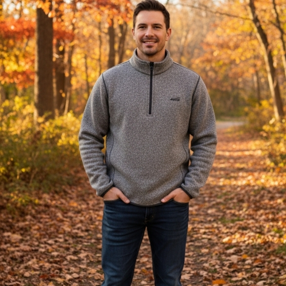 Mens LG AVIA Sweatshirt Grey Zipper Neck - Picture 1 of 6